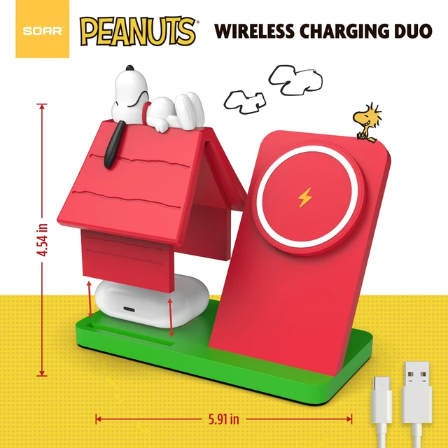 Alt view image 3 of 7 - Peanuts Snoopy Wireless Charging Station- Red Dog House