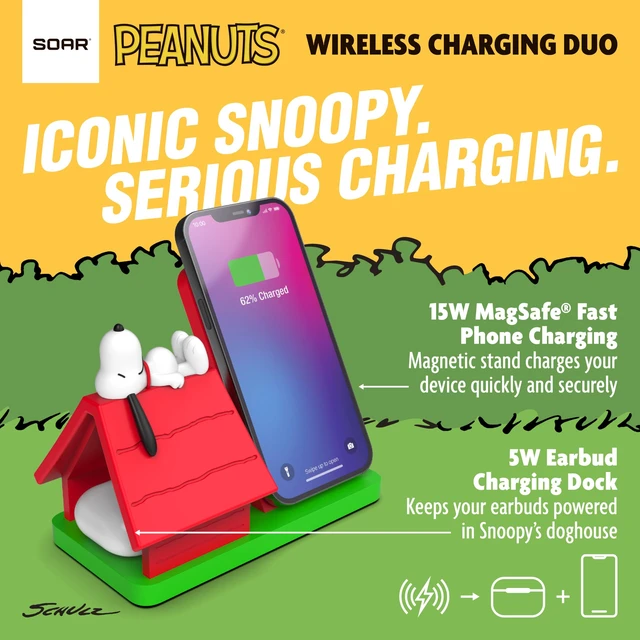 Alt view image 4 of 7 - Peanuts Snoopy Wireless Charging Station- Red Dog House