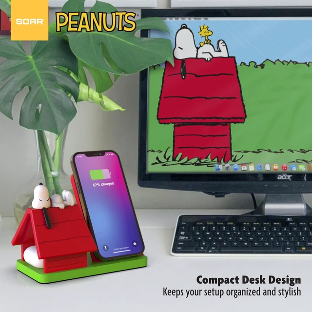 Alt view image 6 of 7 - Peanuts Snoopy Wireless Charging Station- Red Dog House