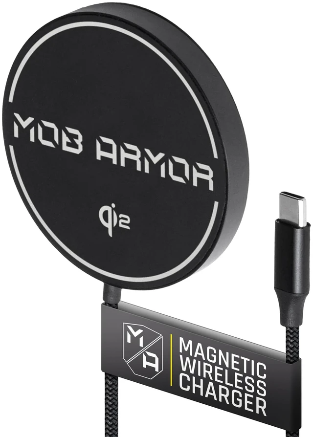 Main image of Mob Armor Flex Charge 2 Magnetic Wireless Charger Rugged Qi2 & MagSafeCompatible 15W Fast Charger with Flex Plate, USBC, and Strong Magnetic Hold for Cars, Trucks, Shops, Gyms & Everyday Charging