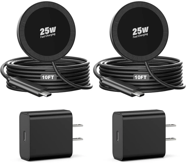 Main image of 25W Magnetic Wireless Charger, 10FT Fast Charging Pad Wireless Charge for iPhone 17 16 /AirPods3/2/Pro/for Galaxy S26 Ultra/Pixel 10 Series, Portable Charger for Desk& Travel(2Pack,Black)