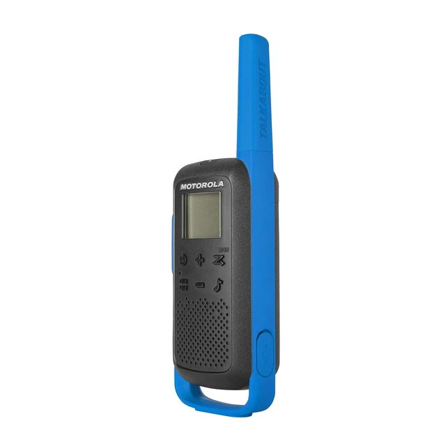 Alt view image 3 of 3 - Motorola Solutions, Portable FRS, T270, Talkabout, Two-Way Radios, Rechargeable, 22 Channel, 25 Mile, Black W/Blue, 2 Pack