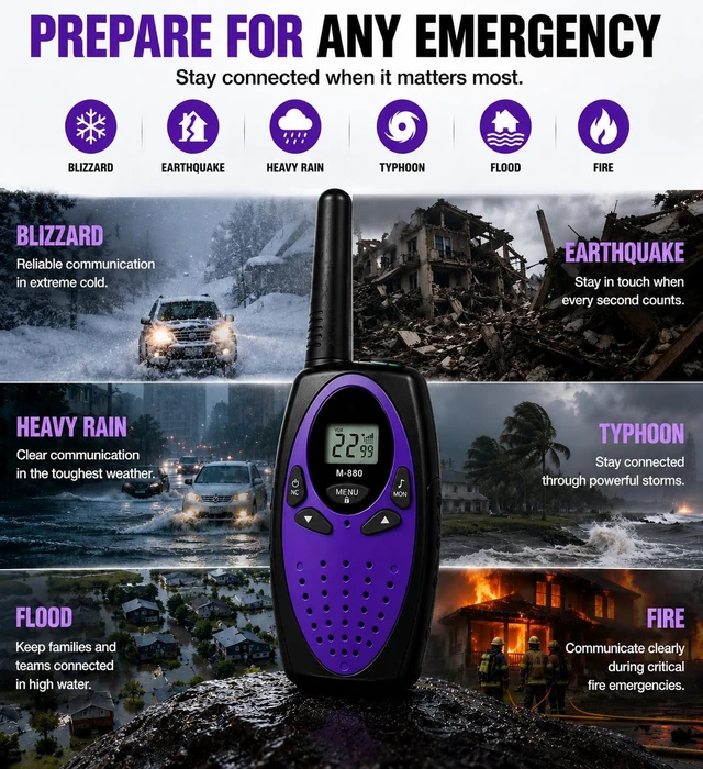Alt view image 4 of 7 - Long-Range Two-Way Radios 4 Pack Adult Walkie Talkies, Clear Sound, Durable for Camping, Hiking, Skiing, Hunting, Road Trips, Emergency Preparedness,Gift for Christmas