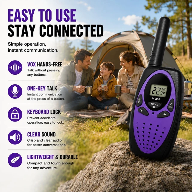 Alt view image 5 of 7 - Long-Range Two-Way Radios 4 Pack Adult Walkie Talkies, Clear Sound, Durable for Camping, Hiking, Skiing, Hunting, Road Trips, Emergency Preparedness,Gift for Christmas