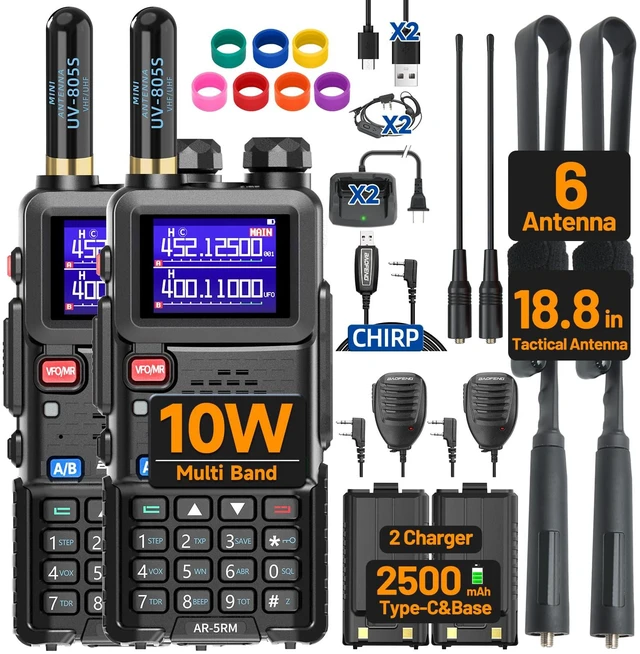 Main image of Ham Radio BAOFENG Radio Handheld UV-5R Upgrade Long Range Walkie Talkies Rechargeable Emergency NOAA Weather AR-5RM Two Way Radio USB-C Charger for Tactical Survival Gear Camping Hunting,2 Pack