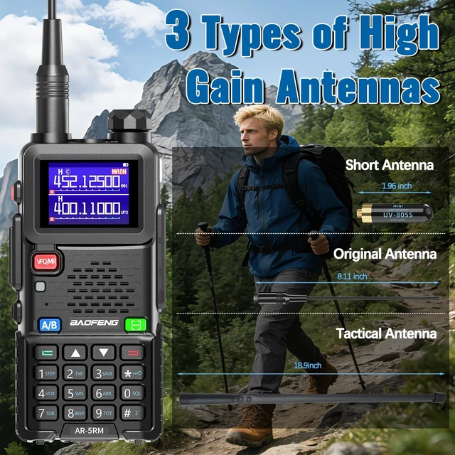 Alt view image 4 of 7 - Ham Radio BAOFENG Radio Handheld UV-5R Upgrade Long Range Walkie Talkies Rechargeable Emergency NOAA Weather AR-5RM Two Way Radio USB-C Charger for Tactical Survival Gear Camping Hunting,2 Pack