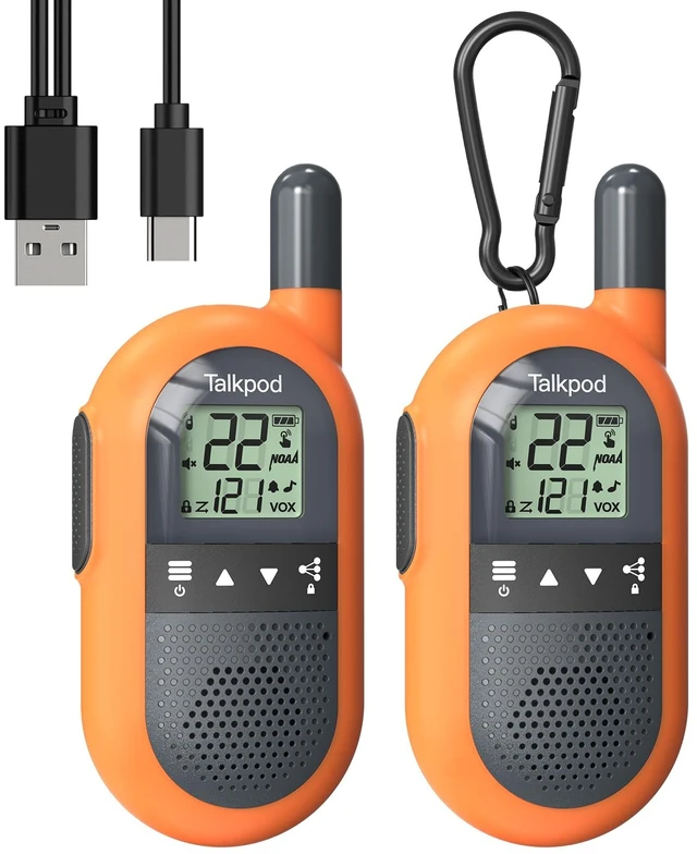 Main image of Talkpod F40 FRS Long Range Walkie Talkies, Rechargeable, USB 1000mAh | 8 Adjustable Volume Levels, Portable Walkie Talkies for Adults, Home, Outdoor, Camping(2 Pack Orange)