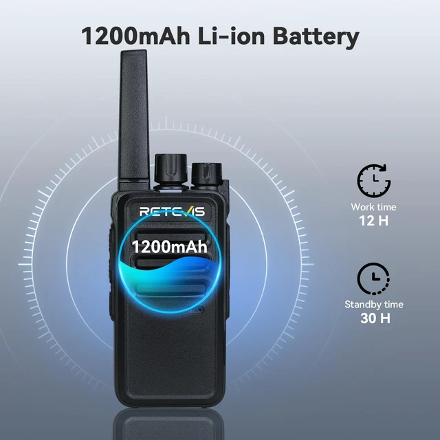 Alt view image 6 of 7 - Retevis RT68 FRS Walkie Talkies for Adults Long Range (2 Pack) | for Hiking Camping, Splash-Proof & Weather-Resistant 2 Way Radio, 500mW Speaker, 1200mAh Battery, Ready to Use, License-Free