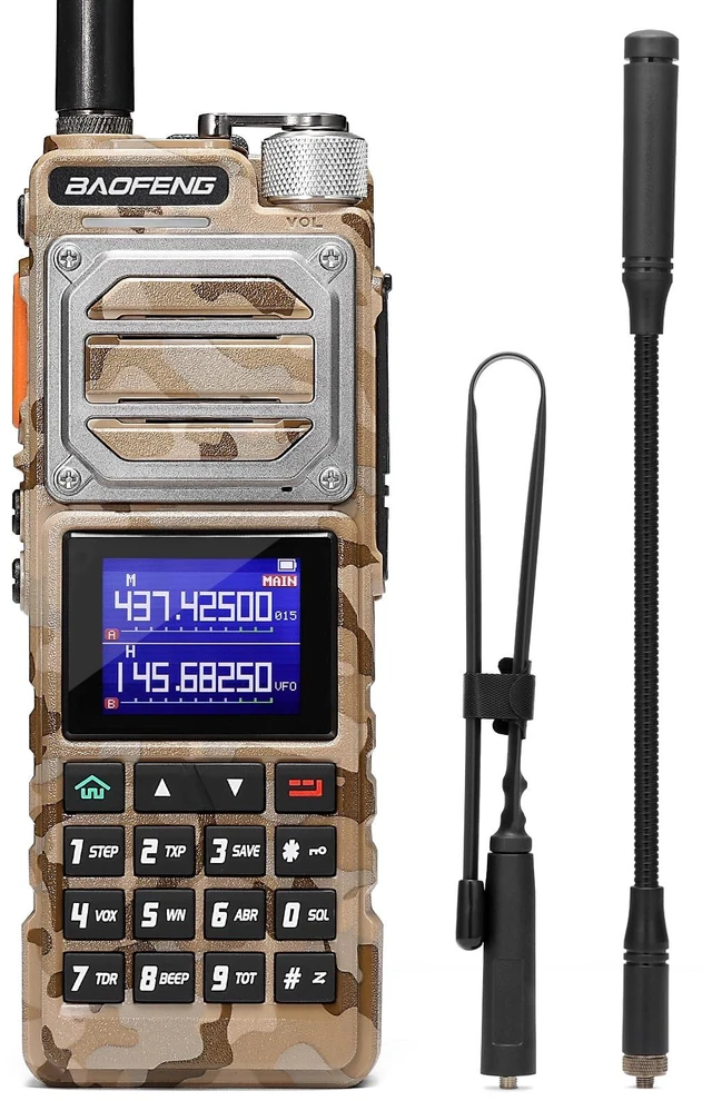 Main image of BAOFENG UV-25 10W Ham Radio, Long Range Tactical Two Way Radio Coyote Brown | Dual-band Transmit, UHF VHF FM Aviation NOAA Reception with 5200mAh USB-C battery, 999 channels, CHIRP Programmable