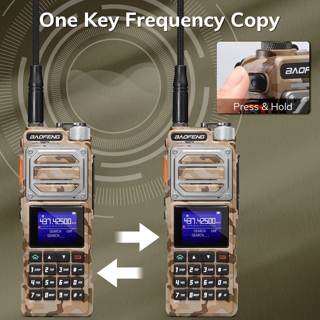 Alt view image 3 of 7 - BAOFENG UV-25 10W Ham Radio, Long Range Tactical Two Way Radio Coyote Brown | Dual-band Transmit, UHF VHF FM Aviation NOAA Reception with 5200mAh USB-C battery, 999 channels, CHIRP Programmable
