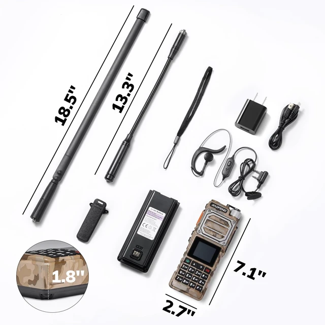 Alt view image 7 of 7 - BAOFENG UV-25 10W Ham Radio, Long Range Tactical Two Way Radio Coyote Brown | Dual-band Transmit, UHF VHF FM Aviation NOAA Reception with 5200mAh USB-C battery, 999 channels, CHIRP Programmable