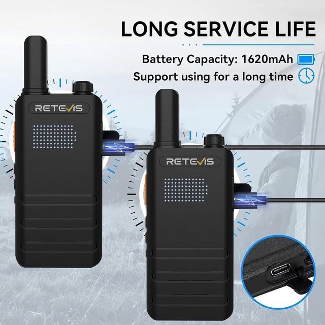 Alt view image 5 of 7 - Retevis B3H Compact Walkie Talkies, FRS Two-Way Radio for Adults (2 Pack) | New Version of RT22(3.0) for Family Camping Hiking, Ultra Slim, Hidden Display, Emergency Alarm, 18-Hour Extended Runtime