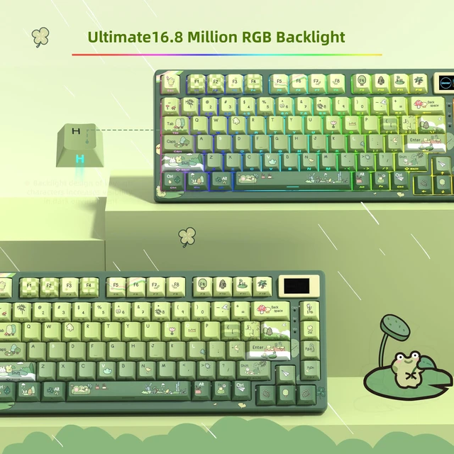 Alt view image 5 of 6 - Womier SK80 75% Keyboard with Color Multimedia Display Mechanical Keyboard | Gaming Keyboard Cute Green Frog Wired Hot Swap Gasket Mount RGB Custom Key board, Pre-lubed Stabilizer for Mac/Win, Green