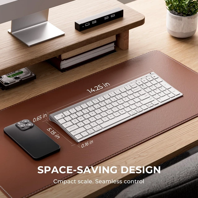 Alt view image 6 of 7 - iClever BK10 SE Bluetooth Keyboard for Mac, Slim Full-Size Keyboard, Silver | 3-Device Bluetooth Switching, Ultra-Slim, Quiet Typing, Numeric Keypad, Rechargeable