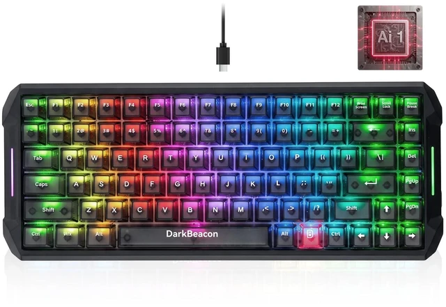 Main image of DarkBeacon Flux84 HE Hall Effect Gaming Keyboard, Rapid Trigger, Adjustable Actuation 0.01-3.5 mm, Magnetic Switch, 8000Hz Polling, RGB Backlit, 85% Wired Mechanical Keyboard for PC Laptop Gamer