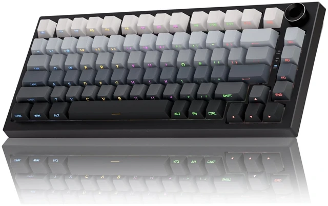 Main image of Gurjot Cream 75% Hot-Swappable Mechanical Keyboard, Tri-Mode BT5.1 2.4G USB-C Wireless Bluetooth Gaming Keyboard, RGB Backlit 8000mAh Battery, Gradient PBT Keycaps for Windows Mac
