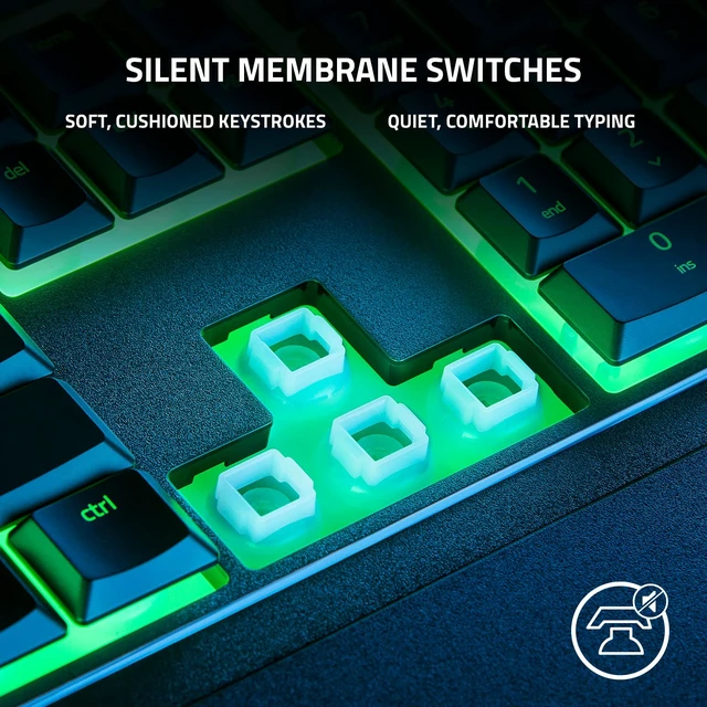 Alt view image 3 of 7 - Razer Ornata V3 X Gaming Keyboard: Low-Profile Keys - Silent Membrane Switches - Spill Resistant - Chroma RGB Lighting - Ergonomic Wrist Rest - Classic Black
