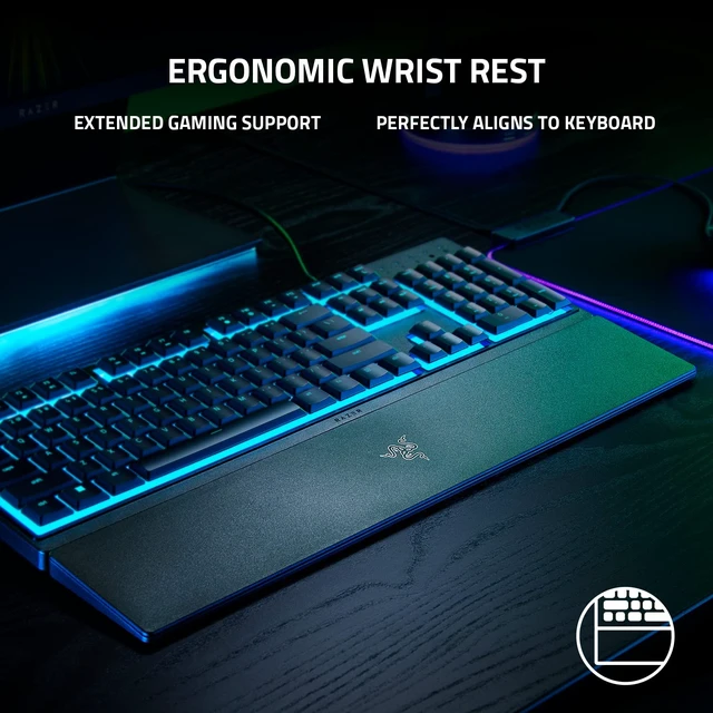 Alt view image 4 of 7 - Razer Ornata V3 X Gaming Keyboard: Low-Profile Keys - Silent Membrane Switches - Spill Resistant - Chroma RGB Lighting - Ergonomic Wrist Rest - Classic Black