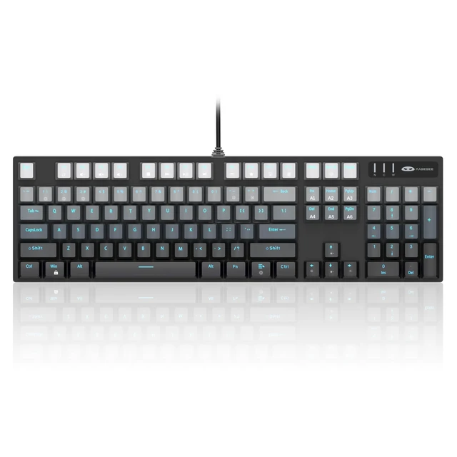 Alt view image 2 of 7 - MageGee MK-Storm Mechanical Gaming Keyboard, 104 Keys Wired Light Up Keyboard with Linear Red Switch, Ice Blue Backlit, Double-Shot Keycaps, N-Key Rollover for Laptop, Desktop, PC (Gradient Gray)