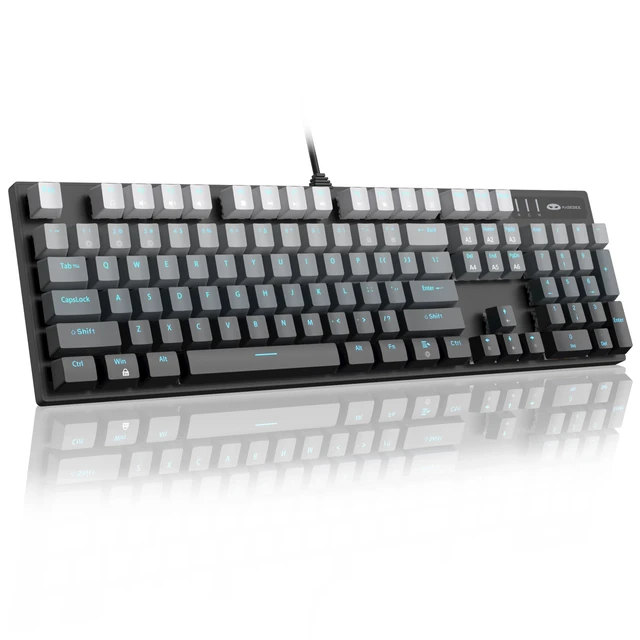 Alt view image 6 of 7 - MageGee MK-Storm Mechanical Gaming Keyboard, 104 Keys Wired Light Up Keyboard with Linear Red Switch, Ice Blue Backlit, Double-Shot Keycaps, N-Key Rollover for Laptop, Desktop, PC (Gradient Gray)
