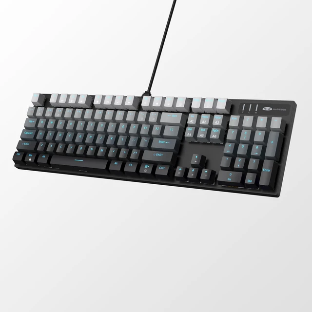 Alt view image 7 of 7 - MageGee MK-Storm Mechanical Gaming Keyboard, 104 Keys Wired Light Up Keyboard with Linear Red Switch, Ice Blue Backlit, Double-Shot Keycaps, N-Key Rollover for Laptop, Desktop, PC (Gradient Gray)