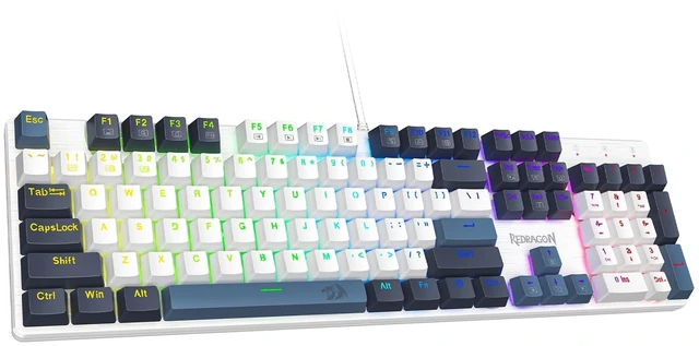 Main image of Redragon Mechanical Gaming Keyboard Wired, 11 Programmable Backlit Modes, Hot-Swappable Red Switch, Anti-Ghosting, Double-Shot PBT Keycaps, Light Up Keyboard for PC Mac, Blue