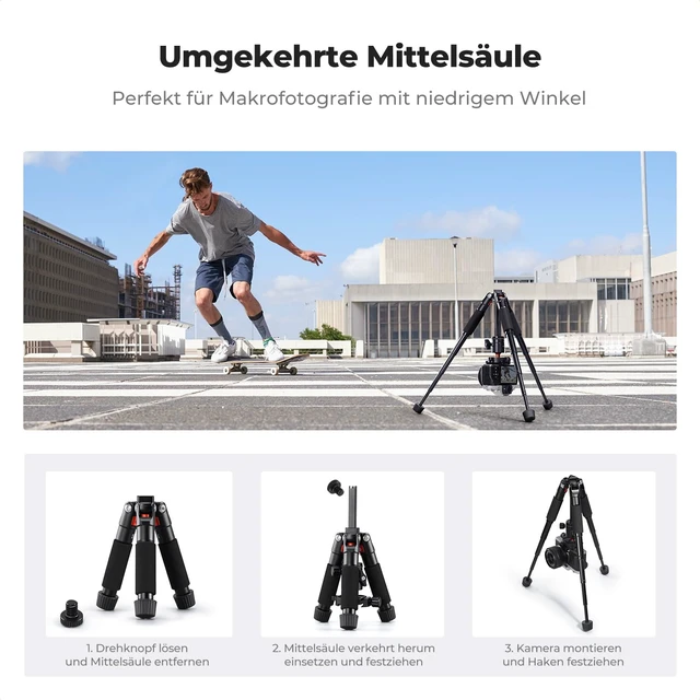 Alt view image 6 of 7 - K&F CONCEPT 21.6'' Mini Desk Tripod. | Ball Head, Load up to 13.22 lbs/6 KG, 1/4 inch Quick Shoe Plate, Phone Holder, For DSLR Camera Phone. S225A0+BH-25L