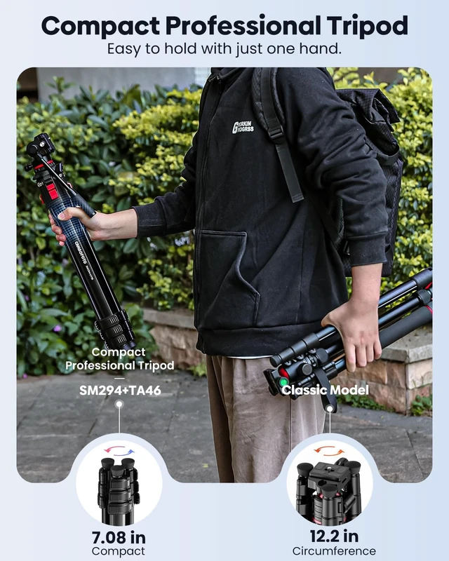 Alt view image 2 of 7 - CAMBOFOTO 68" Heavy Duty Tripod, Video Tripod with Fluid Head | Aluminum Camera Tripod, 1/4" Smooth Pan/Tilt Head for DSLR/Camcorders/Binoculars/Spotting Scope/Telescope, Load 8.8lbs