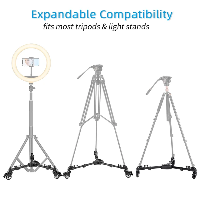 Alt view image 2 of 7 - Cayer TD03 Tripod Dolly, Heavy Duty 3" Wheels with Case | 3" Large Wheels, 66 Lb Load, for Tripods & Light Stands, Photography & Video, Carrying Case