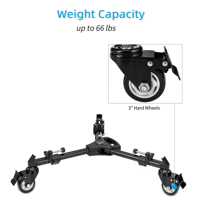 Alt view image 6 of 7 - Cayer TD03 Tripod Dolly, Heavy Duty 3" Wheels with Case | 3" Large Wheels, 66 Lb Load, for Tripods & Light Stands, Photography & Video, Carrying Case