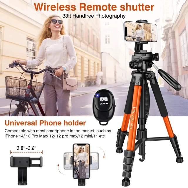 Alt view image 5 of 7 - Tripod for Camera, 72" Tall Camera Tripod & Monopod with Remote, Professional Heavy Duty Compact Camera Stand for Phone, DSLR, Spotting Scope, Telescope, Binocular