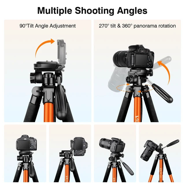 Alt view image 7 of 7 - Tripod for Camera, 72" Tall Camera Tripod & Monopod with Remote, Professional Heavy Duty Compact Camera Stand for Phone, DSLR, Spotting Scope, Telescope, Binocular