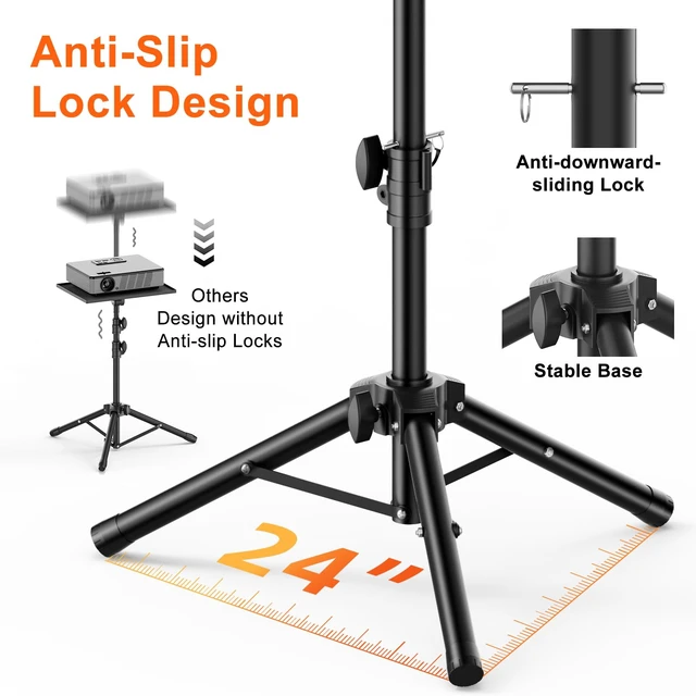 Alt view image 3 of 7 - Bloazzup Thick Projector Stand Tripod, Portable Projector Floor Stand | Adjustable Height 24 to 56 Inch, Stable Projector Floor Stand for Office, Home, Outdoor, Studio and DJ Racks