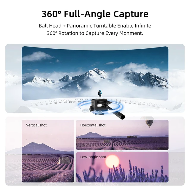Alt view image 7 of 7 - JISHANE 72" Travel Aluminum Camera Tripod, Tripod Stand for Camera & Phone | Equipped with Phone Holder, Wireless Remote & Carry Bag, Compatible with Canon EOS Rebel, DSLR, Smartphone Video Recording