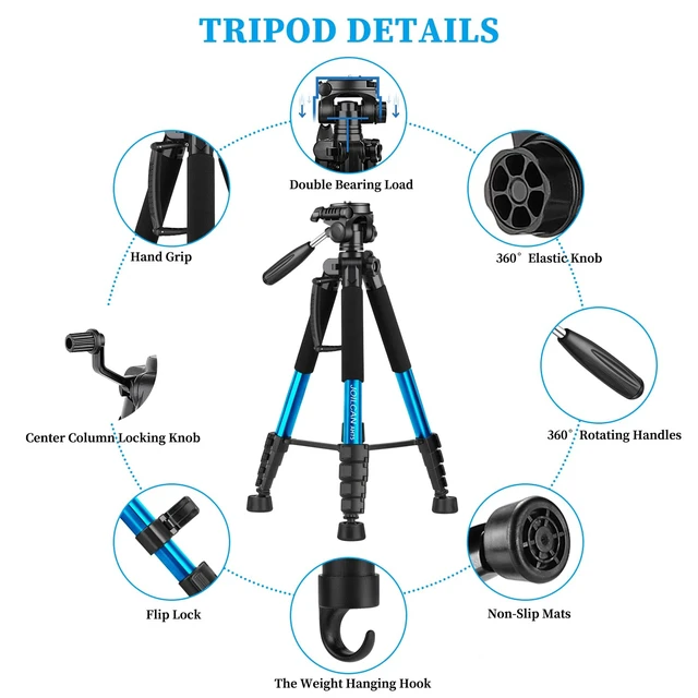 Alt view image 5 of 7 - JOILCAN Tripod Camera Tripod, 74" Tripod for Camera Cell Phone | with Phone Holder for Video Recording, Heavy Duty and Tall, Travel Tripod Compatible with DSLR Canon iPhone, Max Load 15 LB