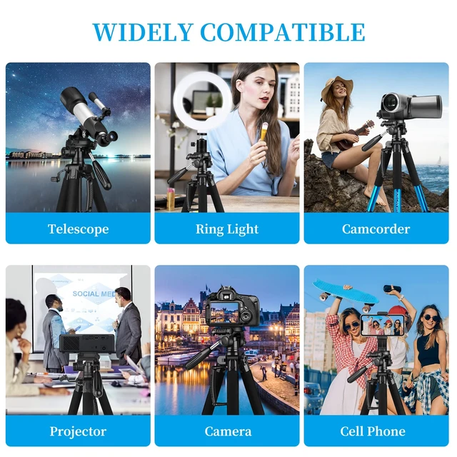 Alt view image 4 of 7 - JOILCAN Tripod Camera Tripod, 74" Tripod for Camera Cell Phone | with Phone Holder for Video Recording, Heavy Duty and Tall, Travel Tripod Compatible with DSLR Canon iPhone, Max Load 15 LB