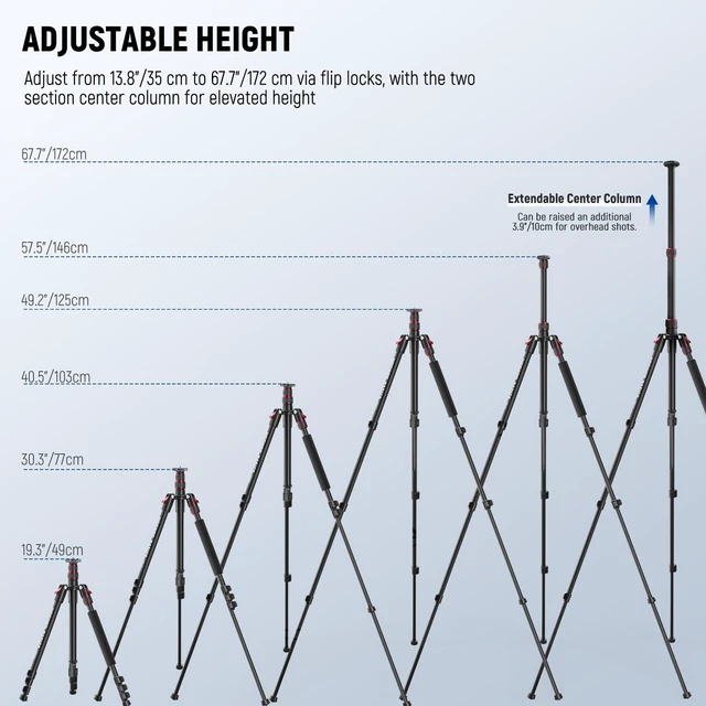 Alt view image 3 of 7 - NEEWER Basics TP15 Camera Tripod Monopod, 68" Metal Heavy Duty Portable Travel DSLR Cell Phone Stand with Cellphone Holder Mount Compatible with iPhone Filming Video Recording, Ball Head Not Included