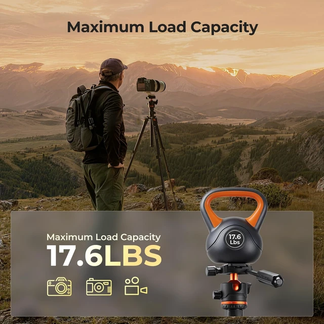 Alt view image 3 of 7 - K&F CONCEPT 71" Aluminum Compact Camera Tripod | Portable Travel Tripod for iPhone, 17.6lb Arca Swiss Ball Head for DSLR/Mirrorless, O234A3+BH-36
