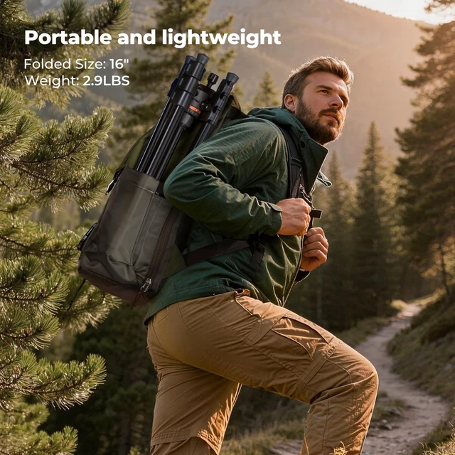 Alt view image 4 of 7 - K&F CONCEPT 71" Aluminum Compact Camera Tripod | Portable Travel Tripod for iPhone, 17.6lb Arca Swiss Ball Head for DSLR/Mirrorless, O234A3+BH-36