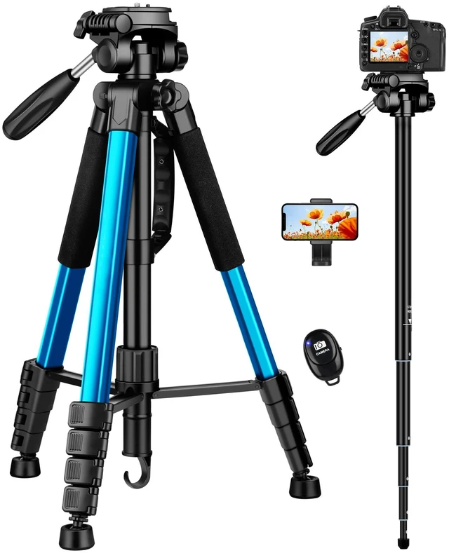 Main image of Victiv 72 inch Camera Tripod, Tall Tripod for Camera Cell Phone, Heavy Duty Camera Tripod Stand, Professional Aluminum Monopod, Compatible with Canon Nikon Sony DSLR Cameras - Blue