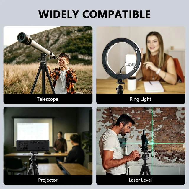 Alt view image 2 of 7 - Jishane 72" Travel Tripod for Camera and Phone, Lightweight Aluminum Tripod with Arca Ball Head, Phone Holder, Quick-Release Plate, Wireless Remote & Carry Bag for DSLR Smartphone Video Recording