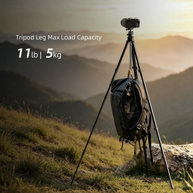 Alt view image 3 of 7 - Jishane 72" Travel Tripod for Camera and Phone, Lightweight Aluminum Tripod with Arca Ball Head, Phone Holder, Quick-Release Plate, Wireless Remote & Carry Bag for DSLR Smartphone Video Recording