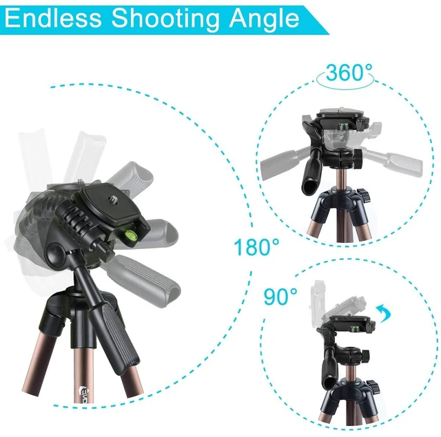 Alt view image 3 of 7 - Endurax 60'' Tripod for Camera Canon Nikon DSLR, Camera Phone Tripod with Universal Holder, Carry Bag, Max. Load 6.6 lbs