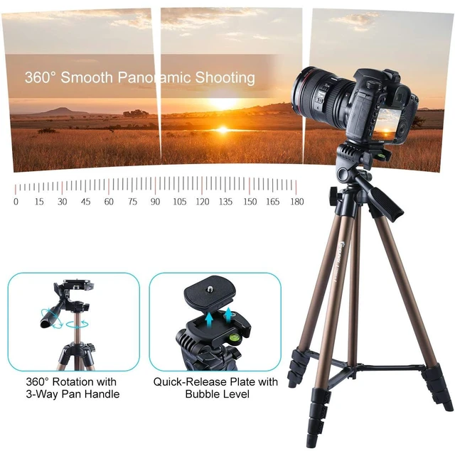 Alt view image 4 of 7 - Endurax 60'' Tripod for Camera Canon Nikon DSLR, Camera Phone Tripod with Universal Holder, Carry Bag, Max. Load 6.6 lbs