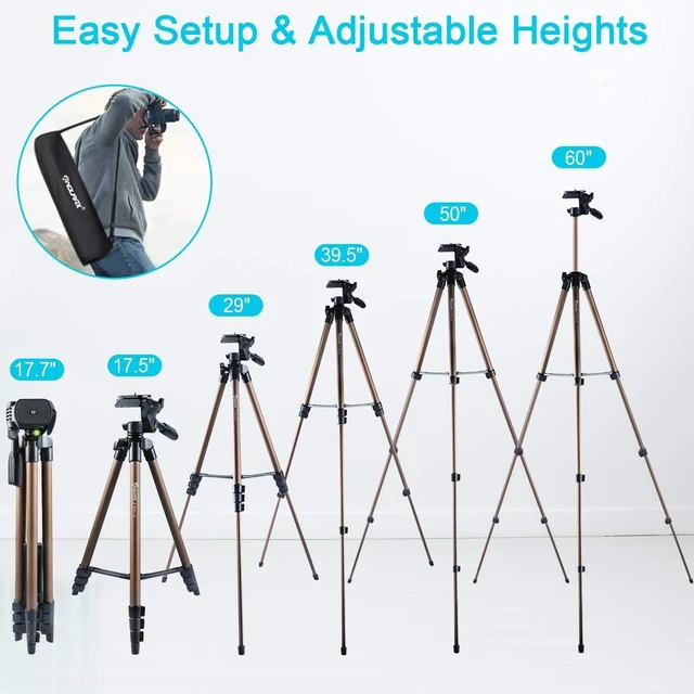 Alt view image 6 of 7 - Endurax 60'' Tripod for Camera Canon Nikon DSLR, Camera Phone Tripod with Universal Holder, Carry Bag, Max. Load 6.6 lbs