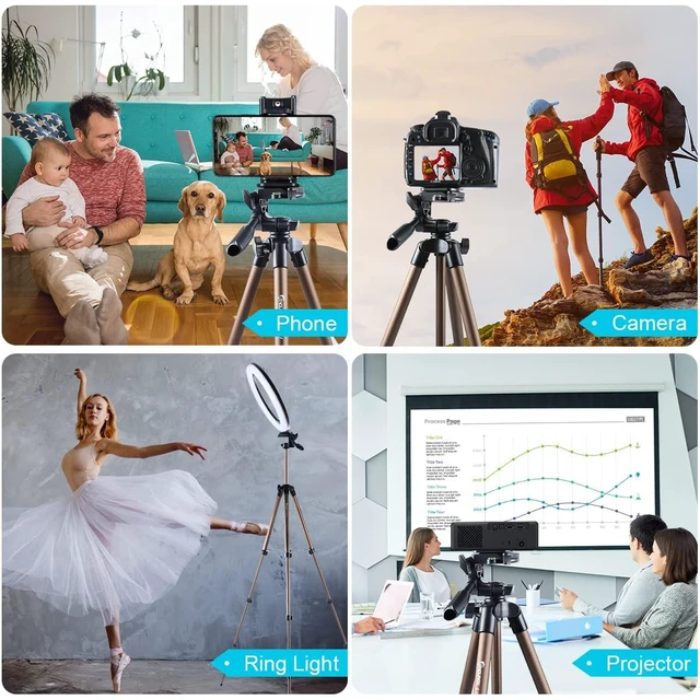 Alt view image 7 of 7 - Endurax 60'' Tripod for Camera Canon Nikon DSLR, Camera Phone Tripod with Universal Holder, Carry Bag, Max. Load 6.6 lbs