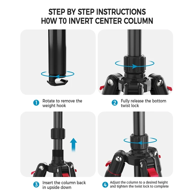Alt view image 7 of 7 - Camera Tripod, Lightweight Travel Outdoor DSLR Tripods Aluminum Tripod/Monopod, 360°Ball Head Detachable, Tripod for iPhone, ipad, DSLR,Tablet with Carry Bag