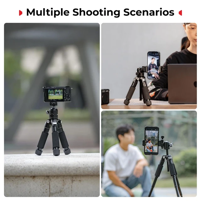 Alt view image 6 of 7 - SmallRig 21"/ 54cm Desktop Aluminum Compact Tripod with Ball Head VT-20Pro | Ball Head Max. Playload 3kg/ 6.6lb, 9"/ 23cm Storage Size, Adjustable Height 9" - 21", Quick Release Plate for Acra
