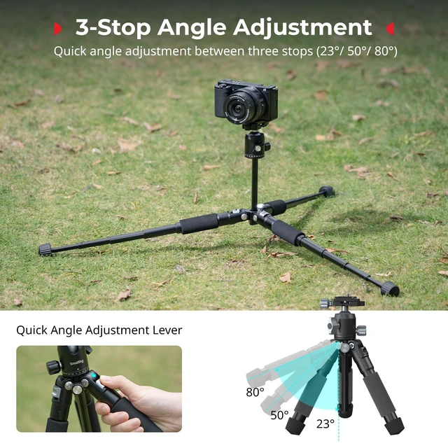Alt view image 5 of 7 - SmallRig 21"/ 54cm Desktop Aluminum Compact Tripod with Ball Head VT-20Pro | Ball Head Max. Playload 3kg/ 6.6lb, 9"/ 23cm Storage Size, Adjustable Height 9" - 21", Quick Release Plate for Acra