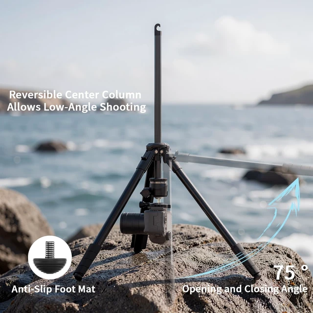Alt view image 3 of 7 - KINGJOY 72'' Camera Tripod Compact for Travel with 360° Ball Head | Compatible with Canon Nikon DSLR Camera, Cellphone Clip and Remote Control for Shooting and Video Recording